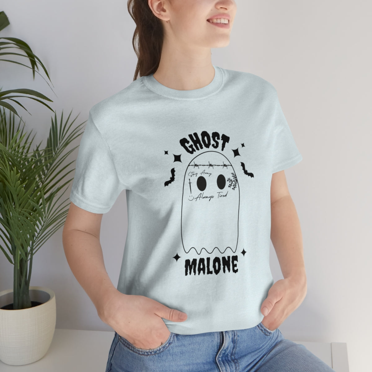 Ghost Malone Cool Halloween Tshirt, Funny Halloween T-Shirt Design on Unisex Jersey Short Sleeve Tee