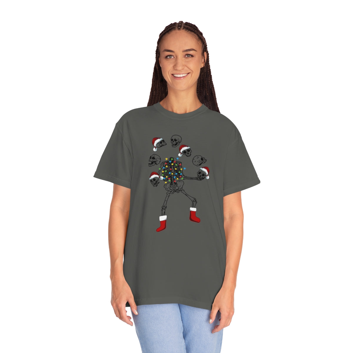 Skeleton Juggling Heads Funny Christmas Tshirt