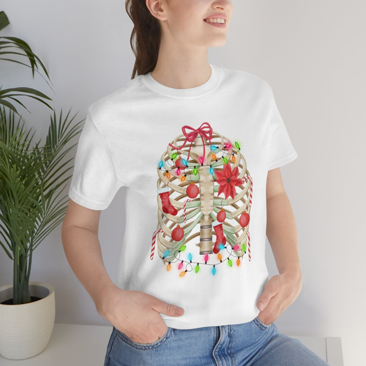 Skeleton Ribcage with Christmas Lights Tshirt