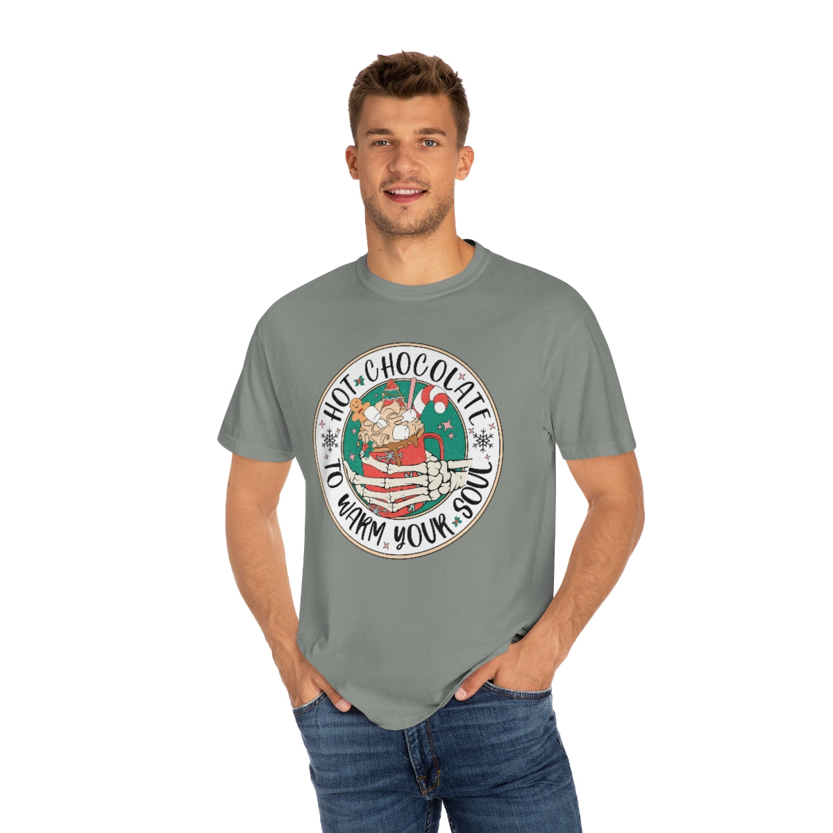 Hot Chocolate to Warm Your Soul Christmas Skeleton Tshirt