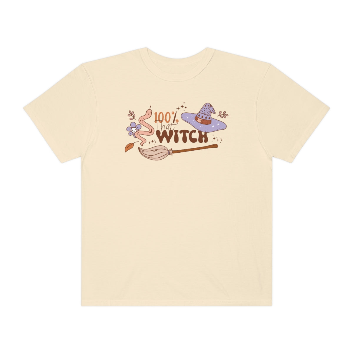 100% that Witch Cute Retro Lettering Design, Halloween Tshirt, Funny Tshirt Design on Unisex Garment-Dyed T-shirt