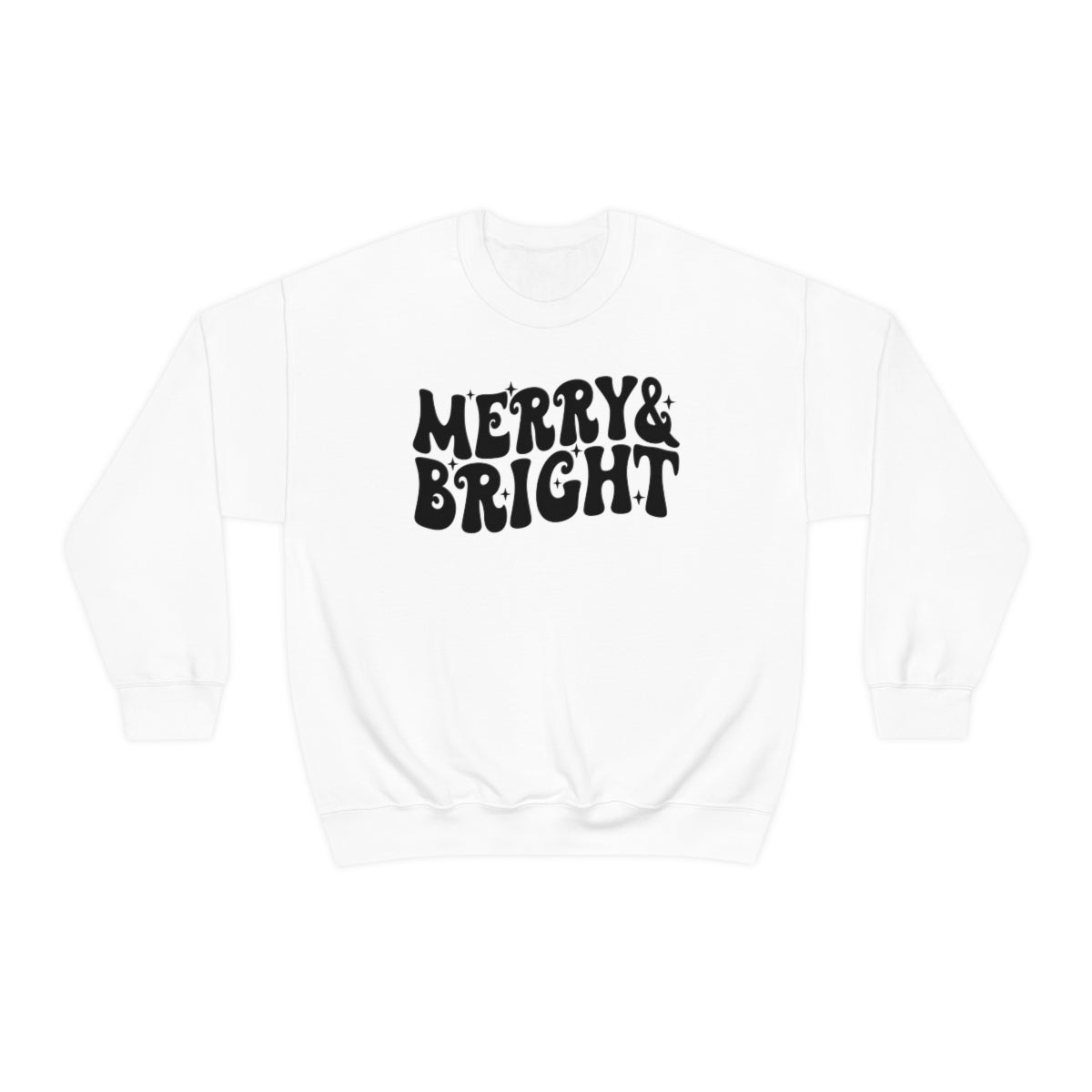 Merry and Bright Retro Lettering Design on Unisex Heavy Blend™ Crewneck Sweatshirt