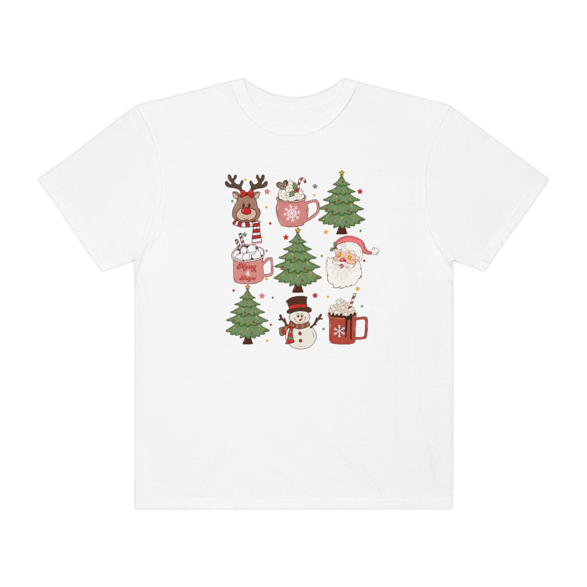 Cute Snowman Reindeer Santa Christmas Tree Xmas Holiday Tshirt