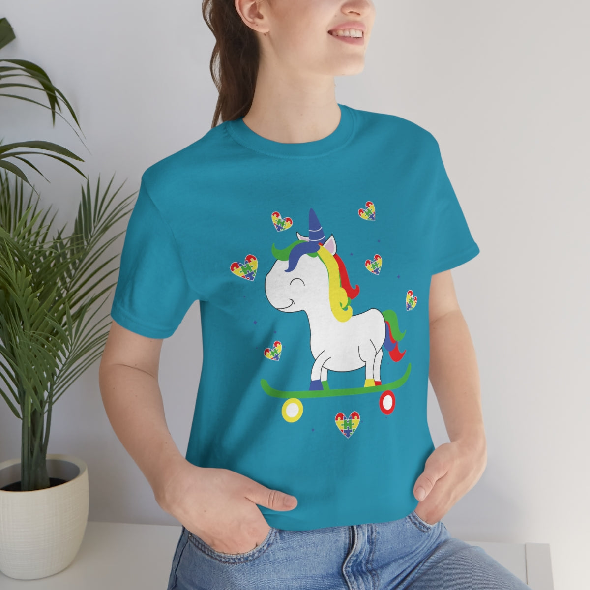 Cute Skateboarding Unicorn Autism Awareness Tshirt