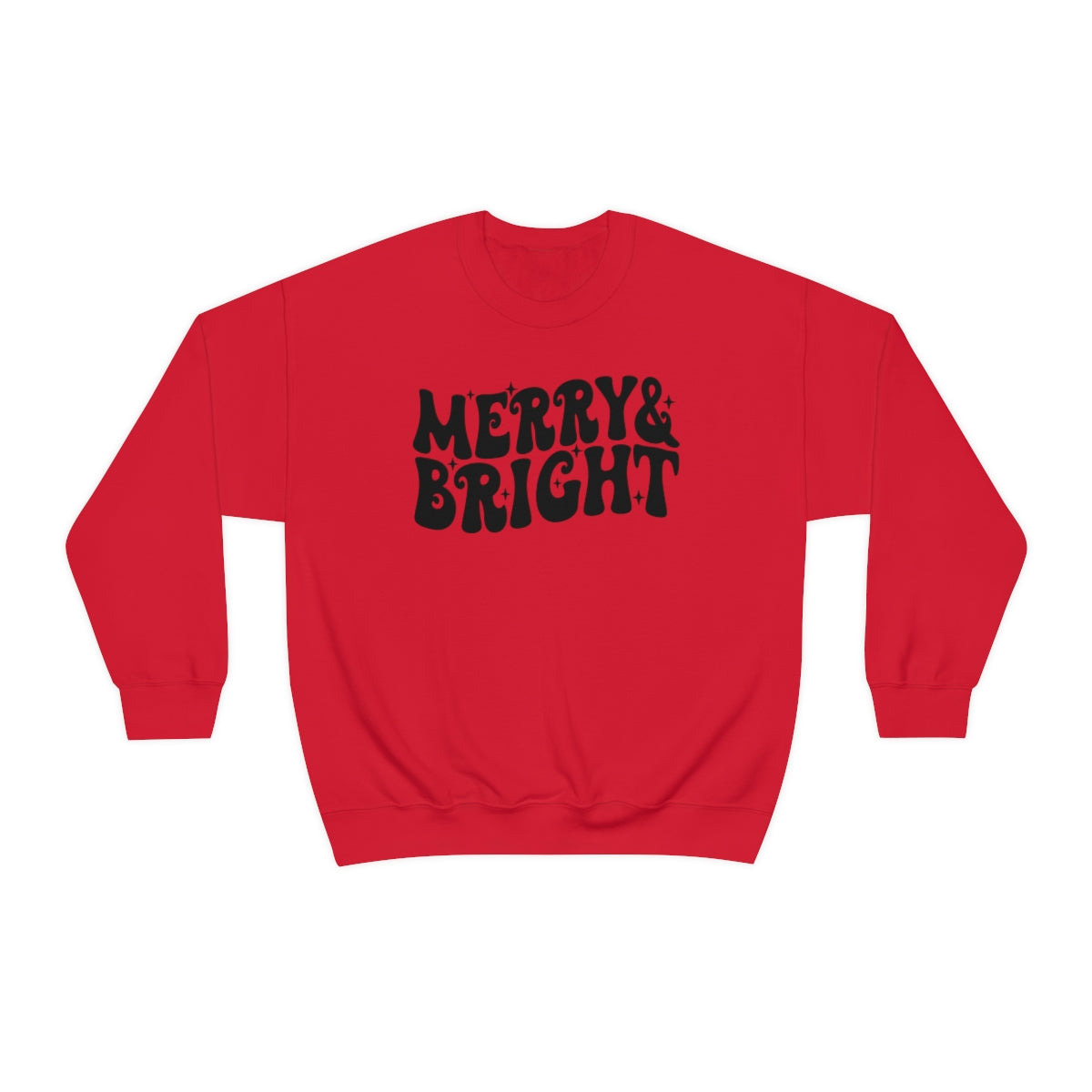 Merry and Bright Retro Lettering Design on Unisex Heavy Blend™ Crewneck Sweatshirt