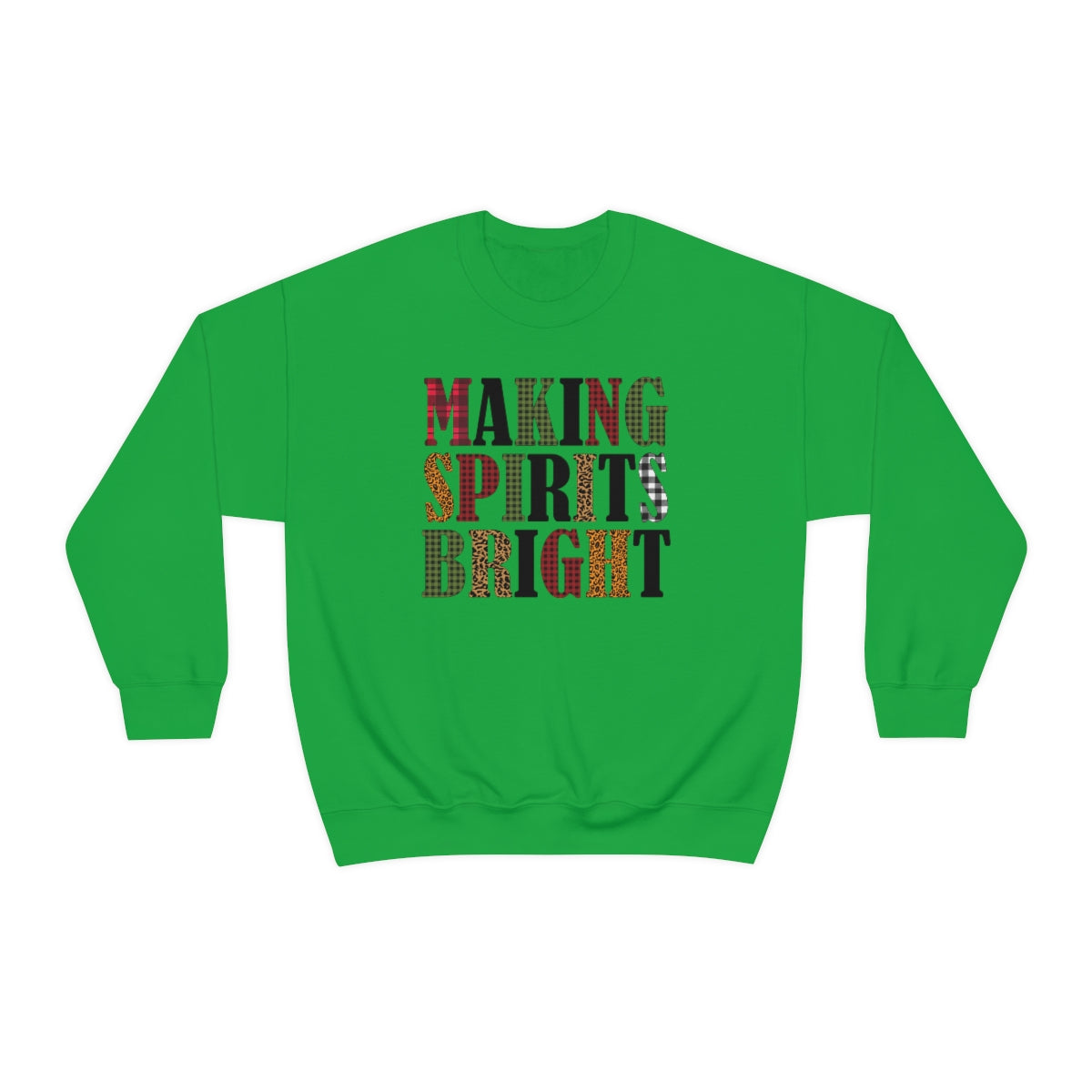 Making Spirits Bright Plaid Lettering Christmas Sweatshirt