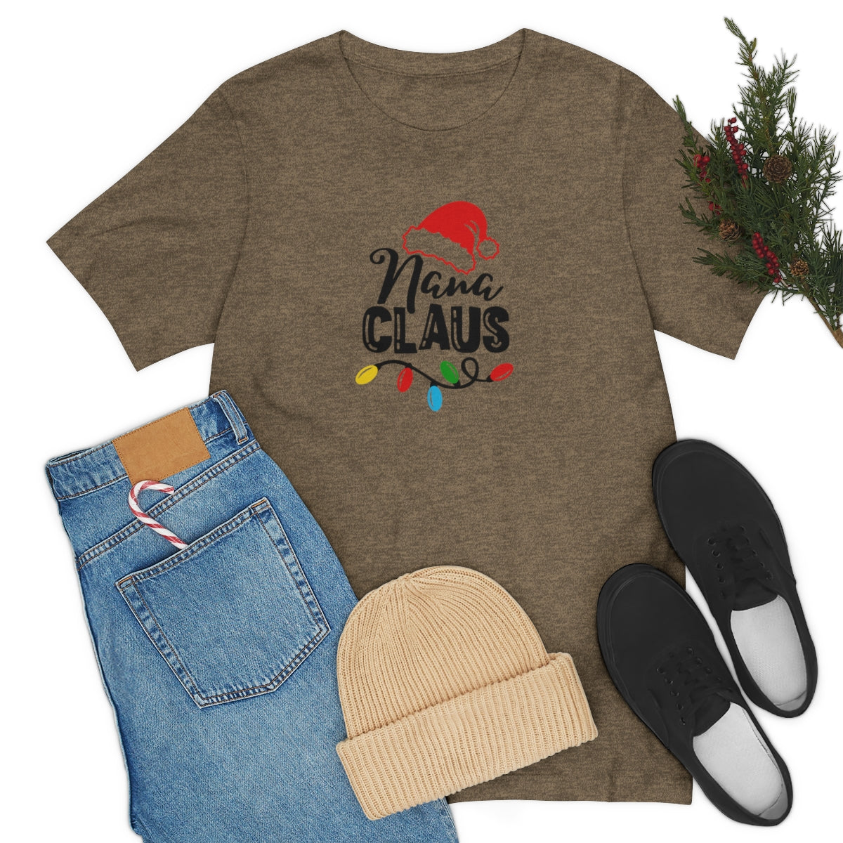 Nana Claus Christmas Tshirt Design | Holiday TShirt | Christmas T-Shirt | Funny Christmas Design on Unisex Jersey Short Sleeve Tee