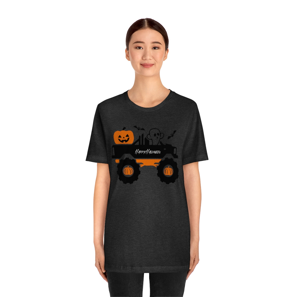 Big Rig Ghost Happy Halloween, Pumpkin Tshirt, Funny TShirt Design on Unisex Jersey Short Sleeve Tee