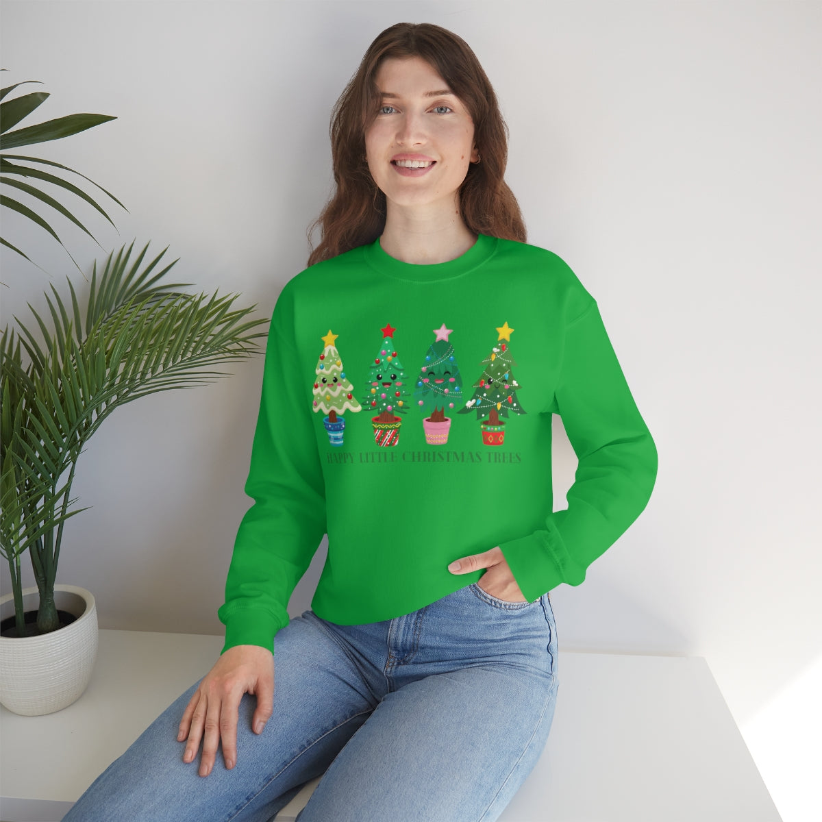 Happy Little Christmas Trees Xmas Holiday Sweatshirt