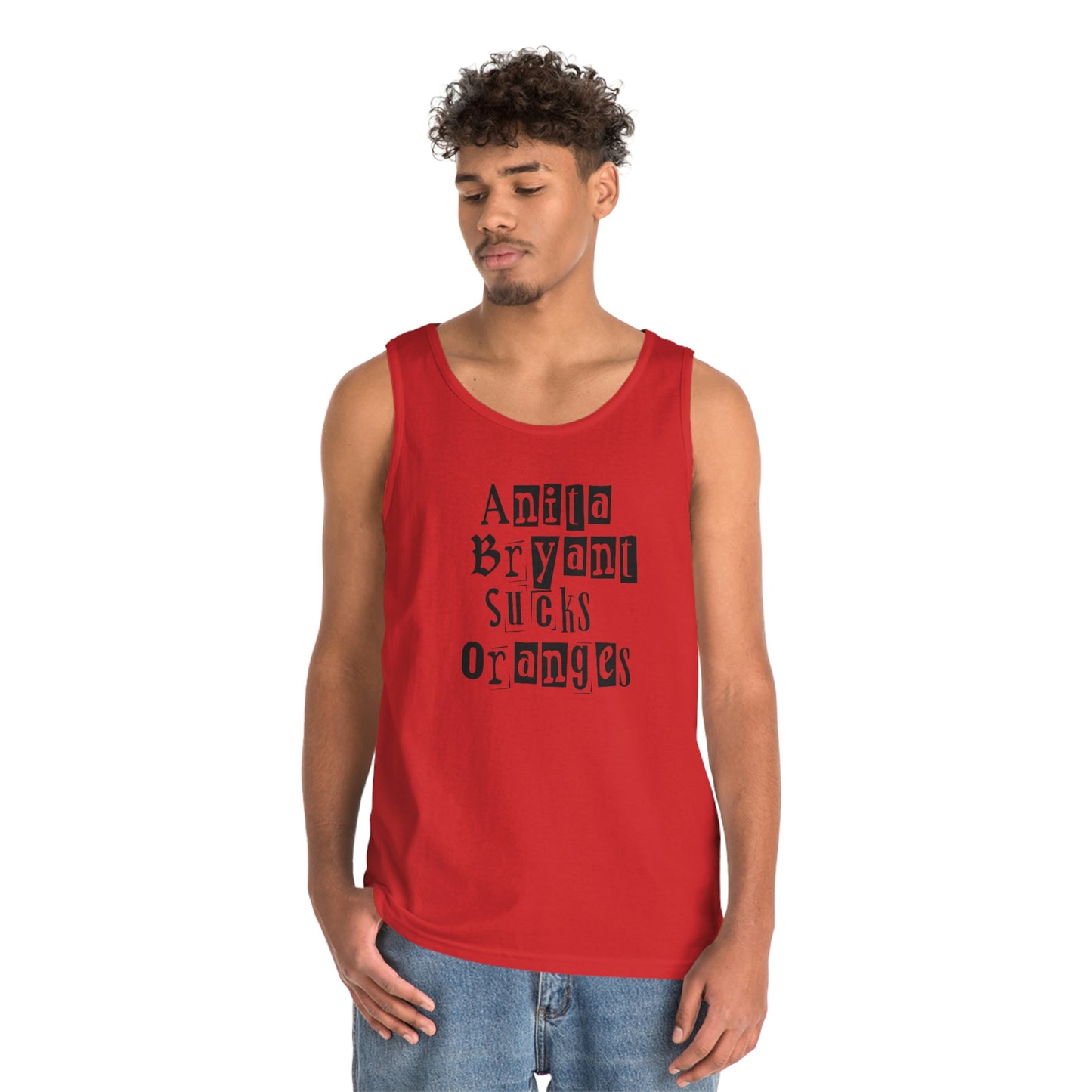 Anita Bryant Sucks Oranges Graffiti Style Font Two Sided Tank Top Gay Pride Flag