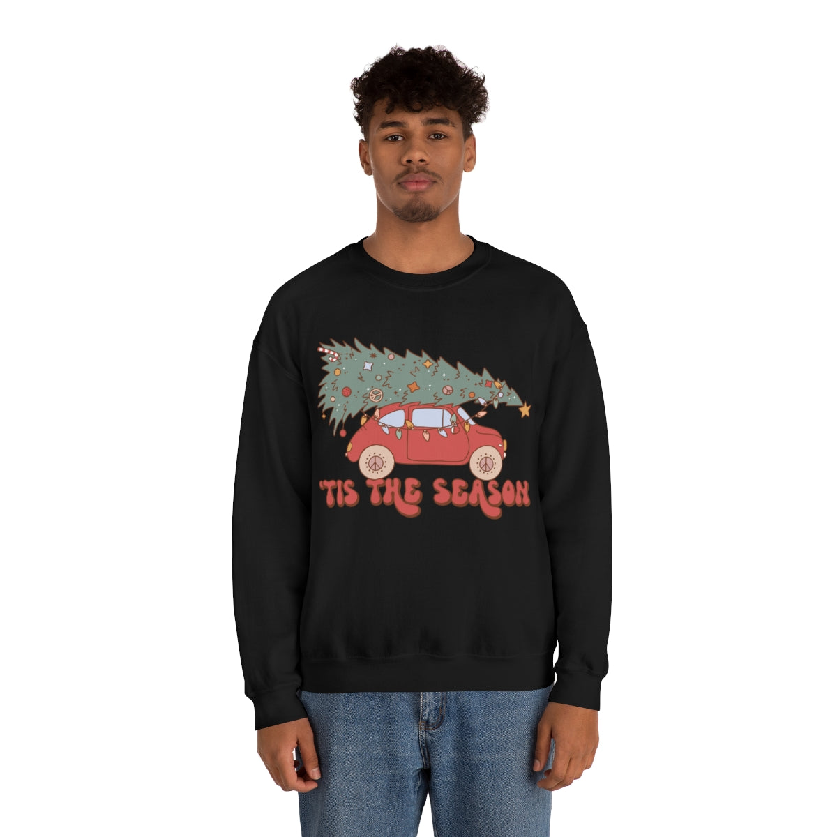 Tis the Season Groovy VW Bug Christmas Xmas Holiday Sweatshirt