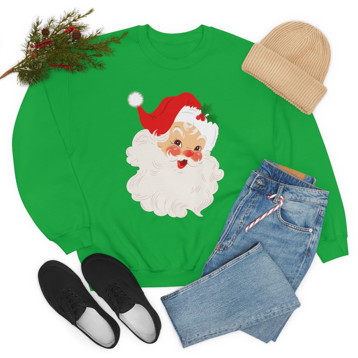 Cute Retro Vintage Classic Santa Kris Kringle Christmas Sweatshirt