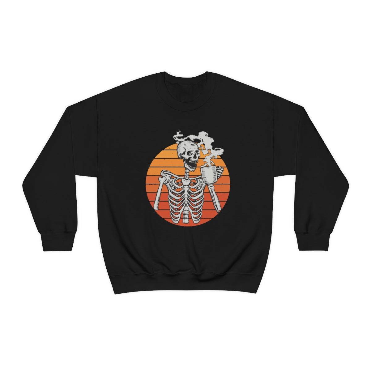 Skeleton Drinking Coffee Sweatshirt, Skeleton Sweater, Coffee Lover Sweatshirt, Halloween Crewneck Sweatshirt, Halloween Sweater, Spooky Season, Fall Shirts on Unisex Heavy Blend™ Crewneck Sweatshirt