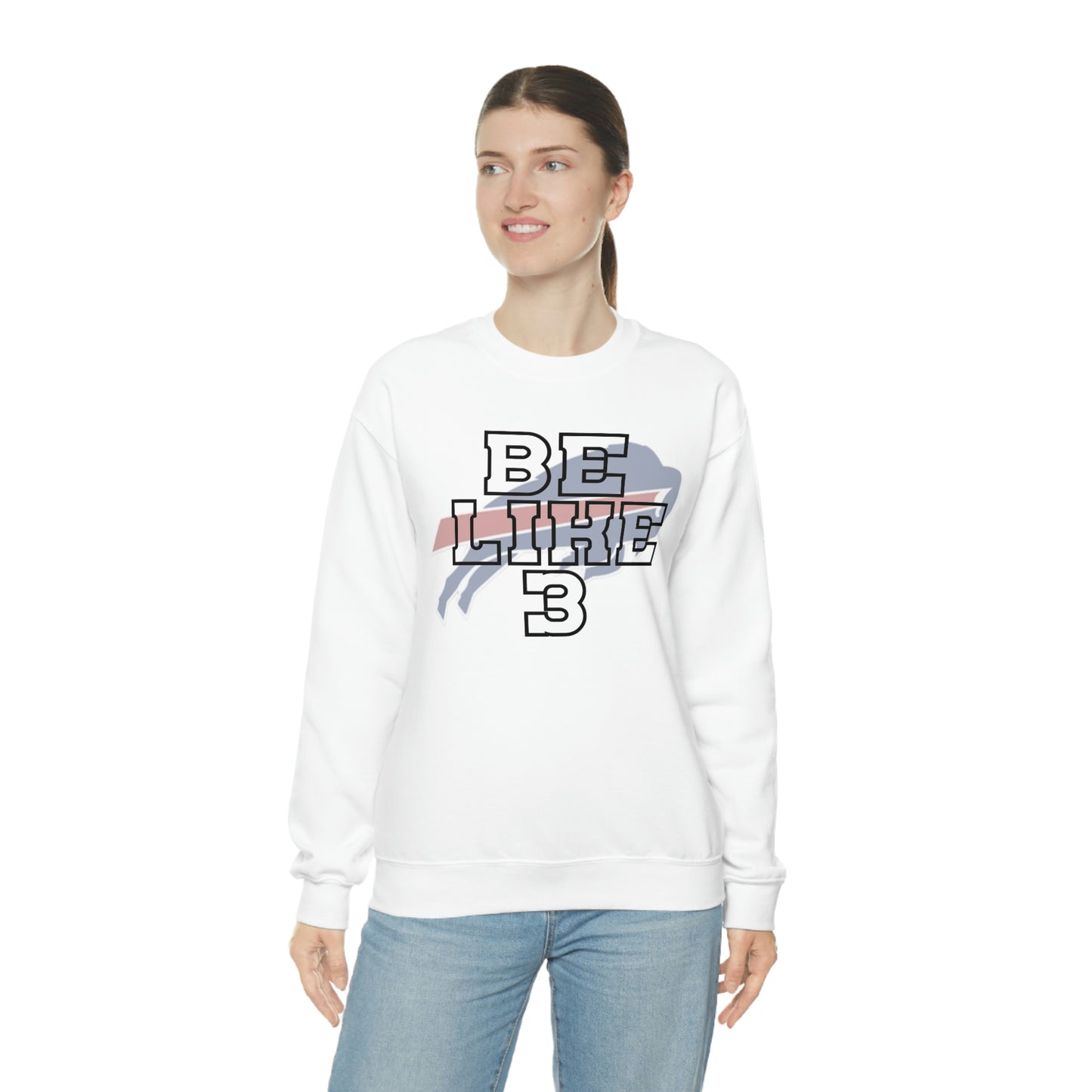 Be Like #3 Damar Hamlin Black Outline Buffalo Bills Logo Crewneck Sweatshirt