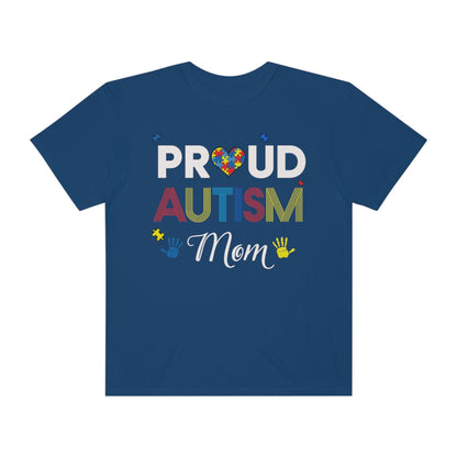 Proud Autism Mom with Hands Puzzle Pieces Autism Awareness Tshirt