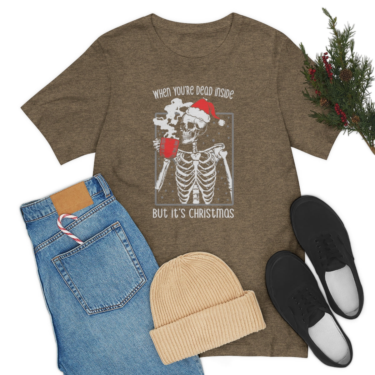 When You're Dead Inside Skeleton Christmas Tshirt