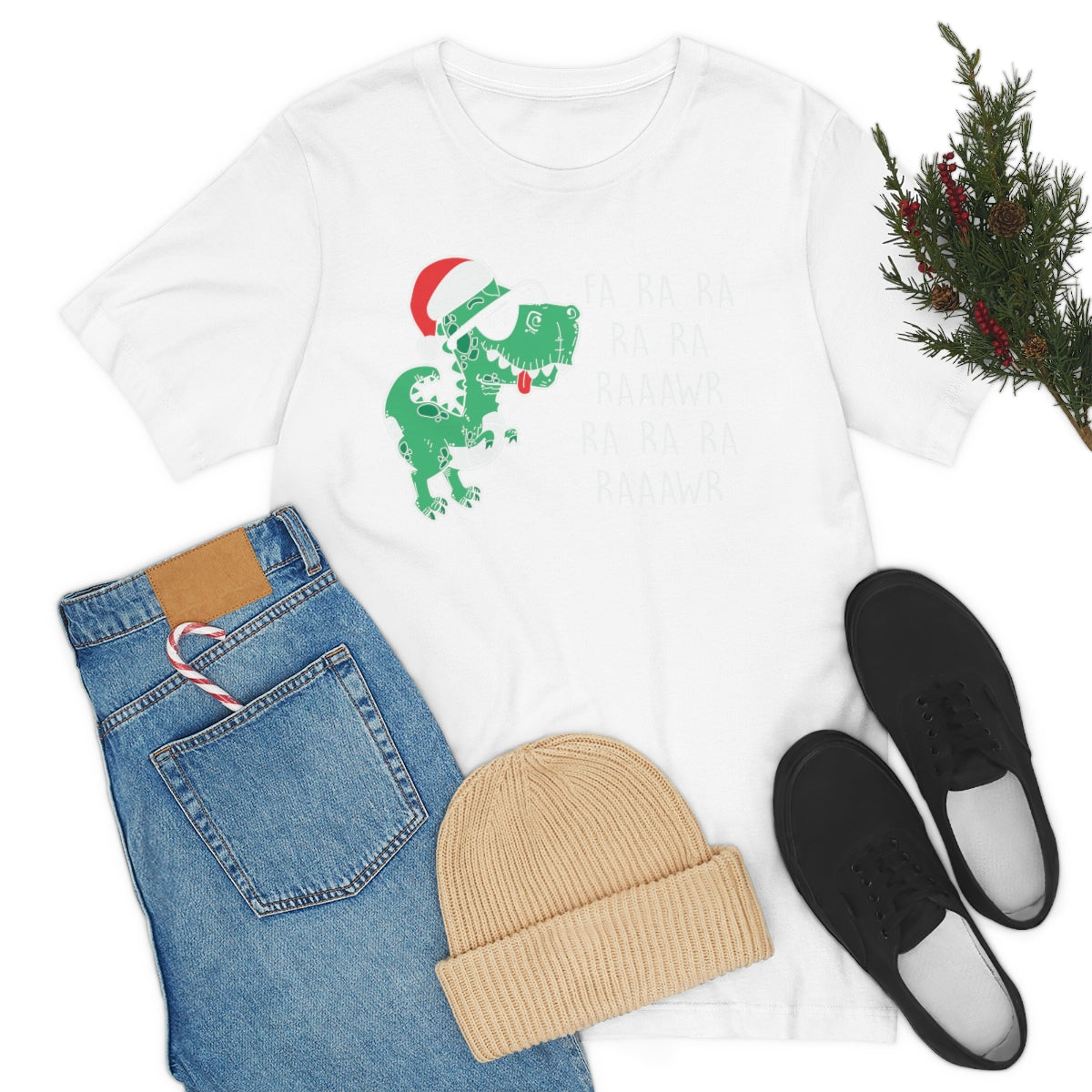 Fa Ra Ra Ra Ra Rawr Cute Dino Christmas Funny Tshirt