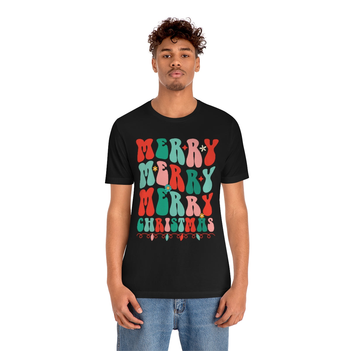 Retro Merry Merry Merry Christmas Xmas Holiday Tshirt