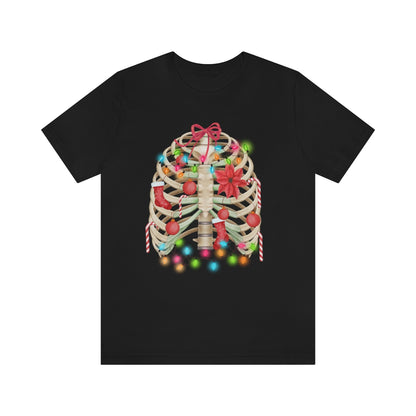 Skeleton Ribcage with Christmas Lights Tshirt