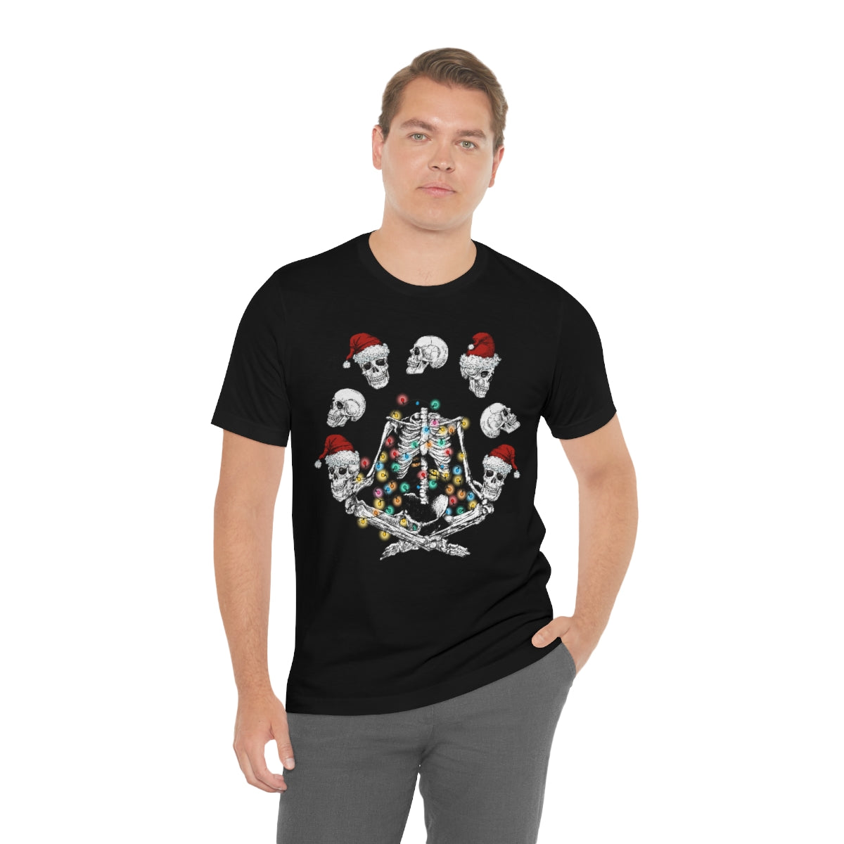 Yoga Skeleton Juggling Heads Christmas Tshirt