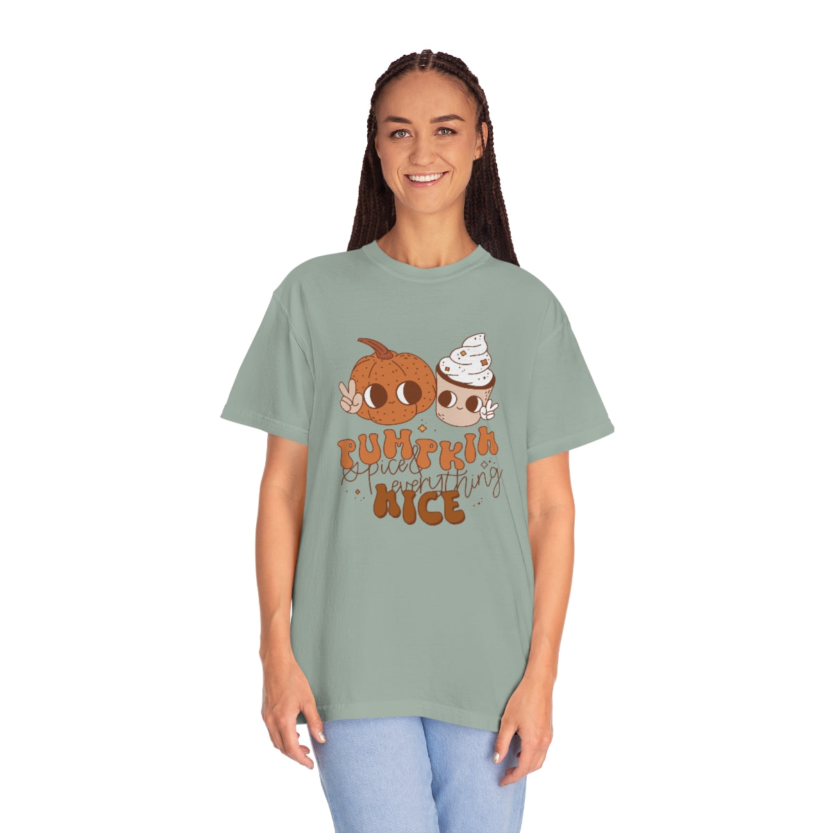 Pumpkin Spice Everything Cute Coffee & Pumpkin Halloween Design, Halloween Tshirt, Funny Tshirt Design on Unisex Garment-Dyed T-shirt