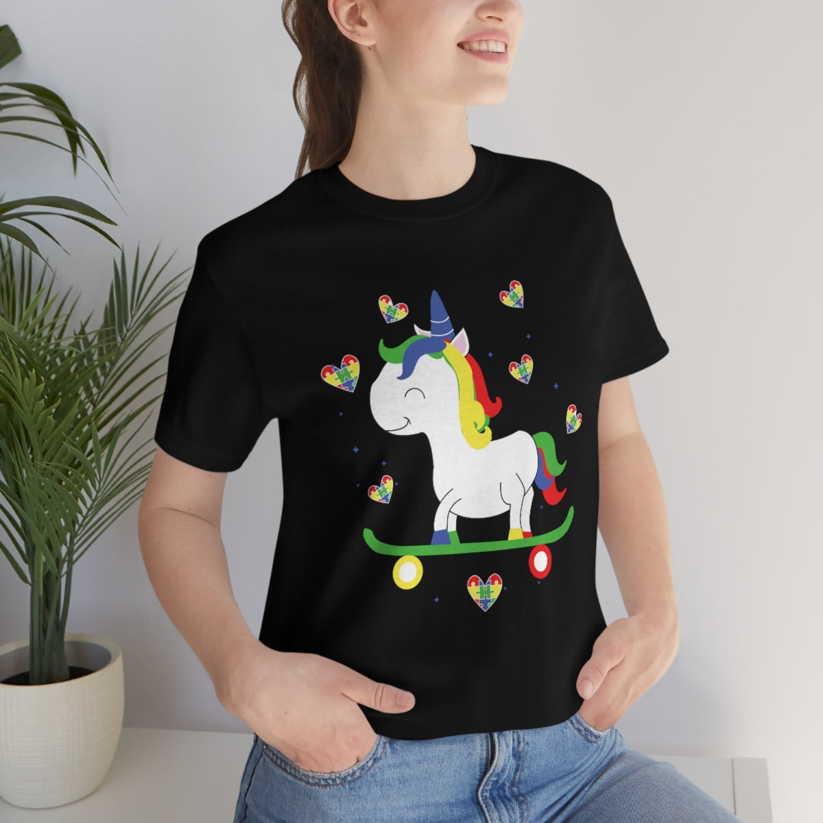 Cute Skateboarding Unicorn Autism Awareness Tshirt