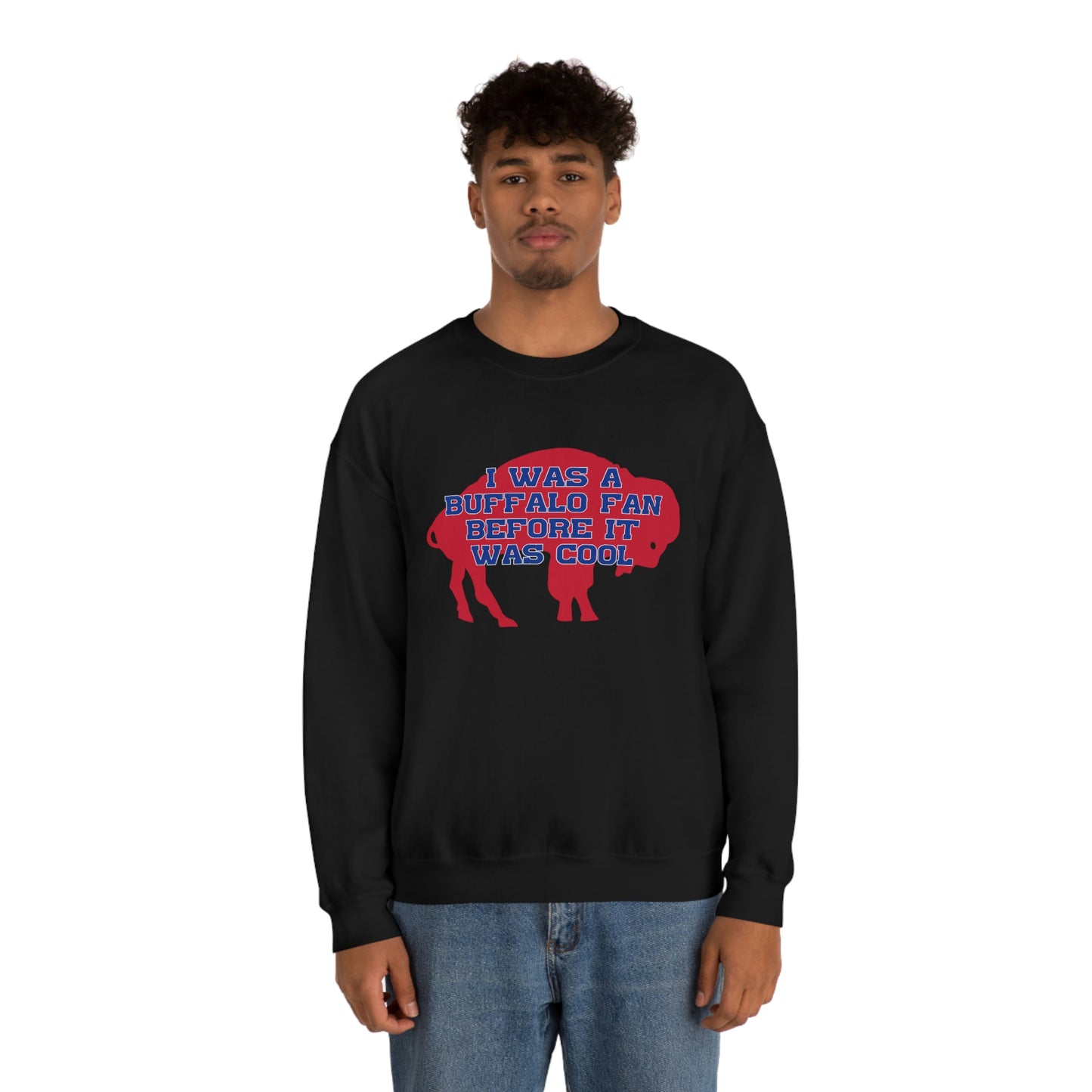 I Was a Buffalo Fan Before it was Cool Retro Red Logo Bills Mafia Football Crewneck Sweatshirt