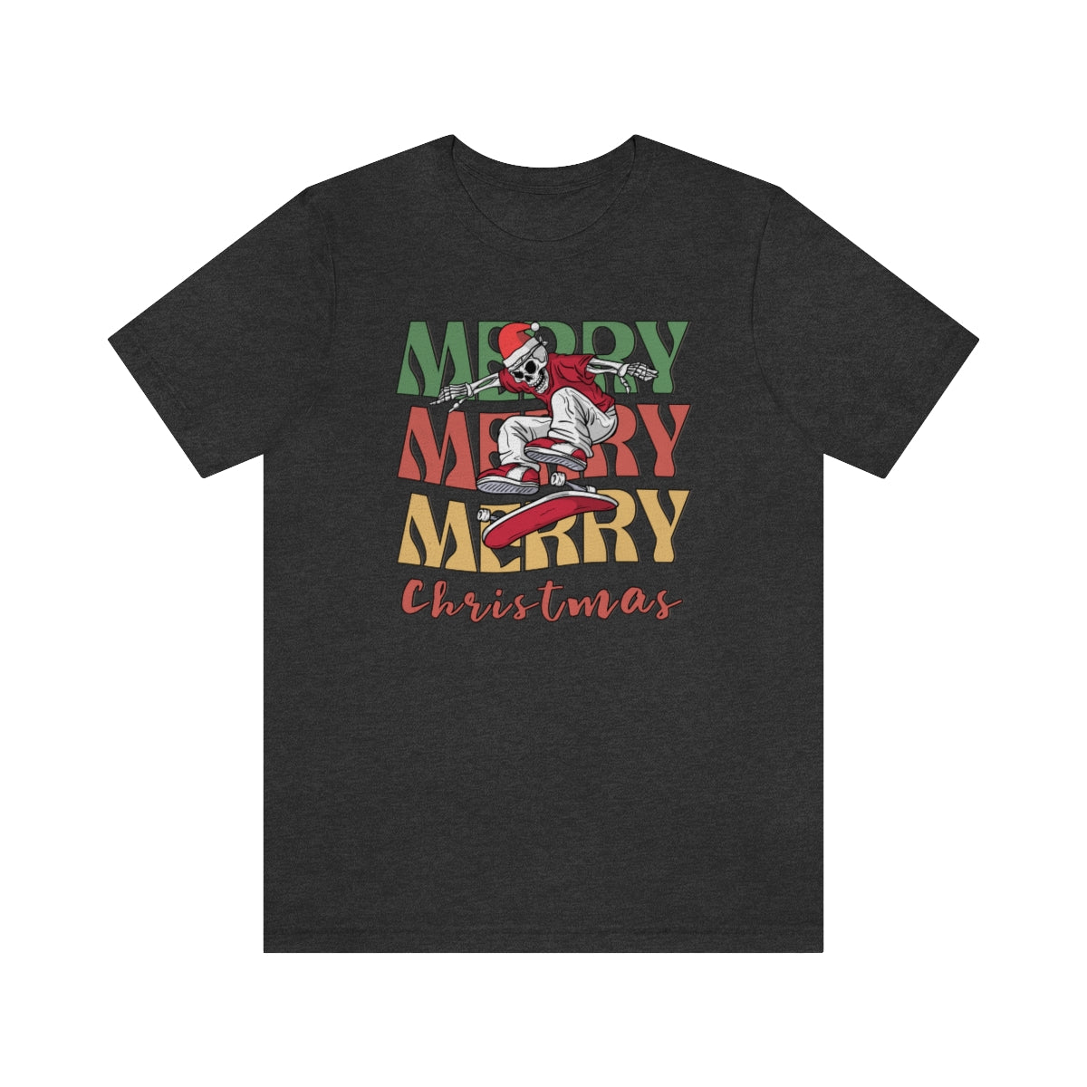 Merry Christmas Skeleton Skateboarding Retro Christmas Tshirt