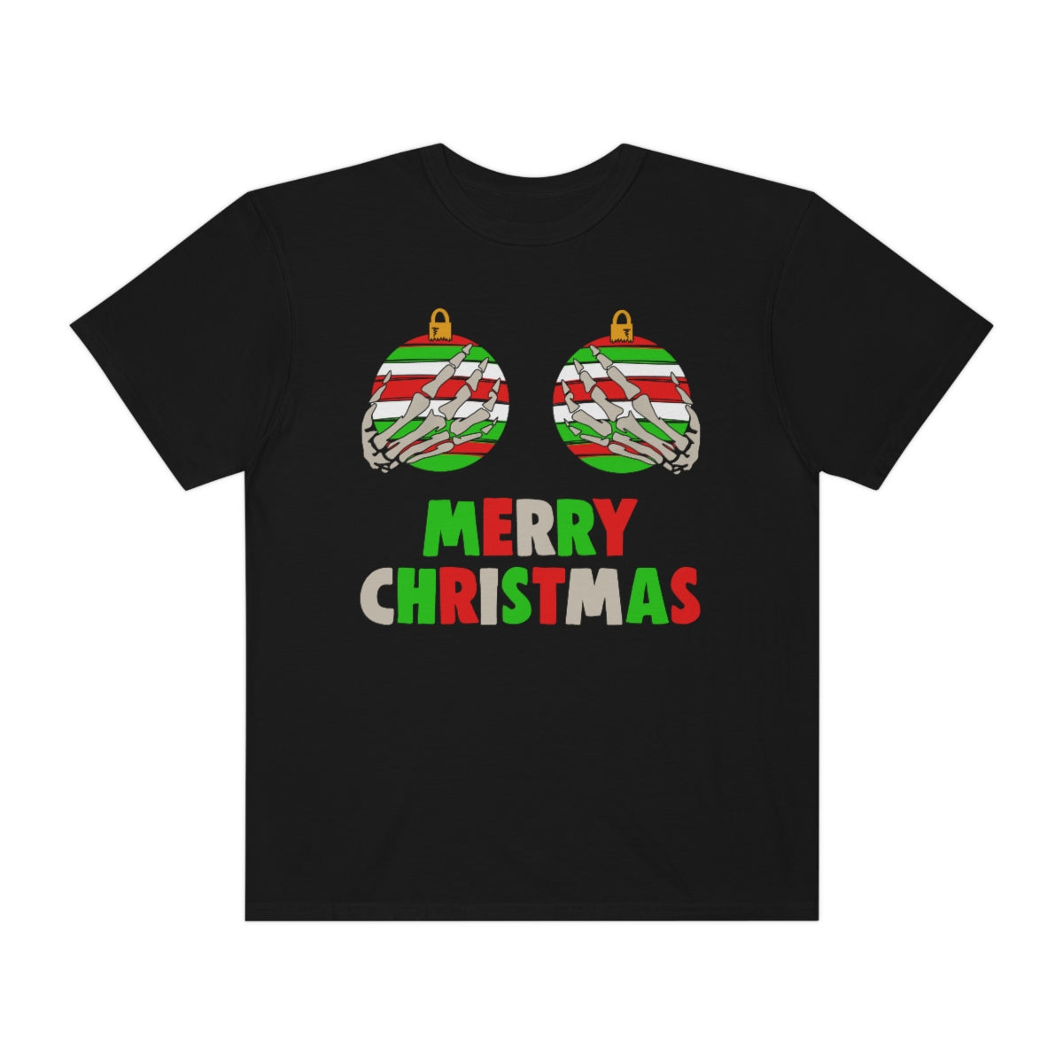 Ornament Breasts Skeleton Hands Merry Christmas Funny Holiday Tshirt