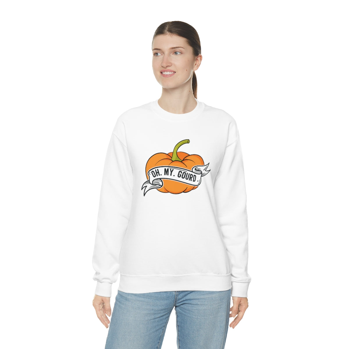 Oh My Gourd! Thanksgiving Pumpkin Sweatshirt Design on Unisex Heavy Blend™ Crewneck Sweatshirt