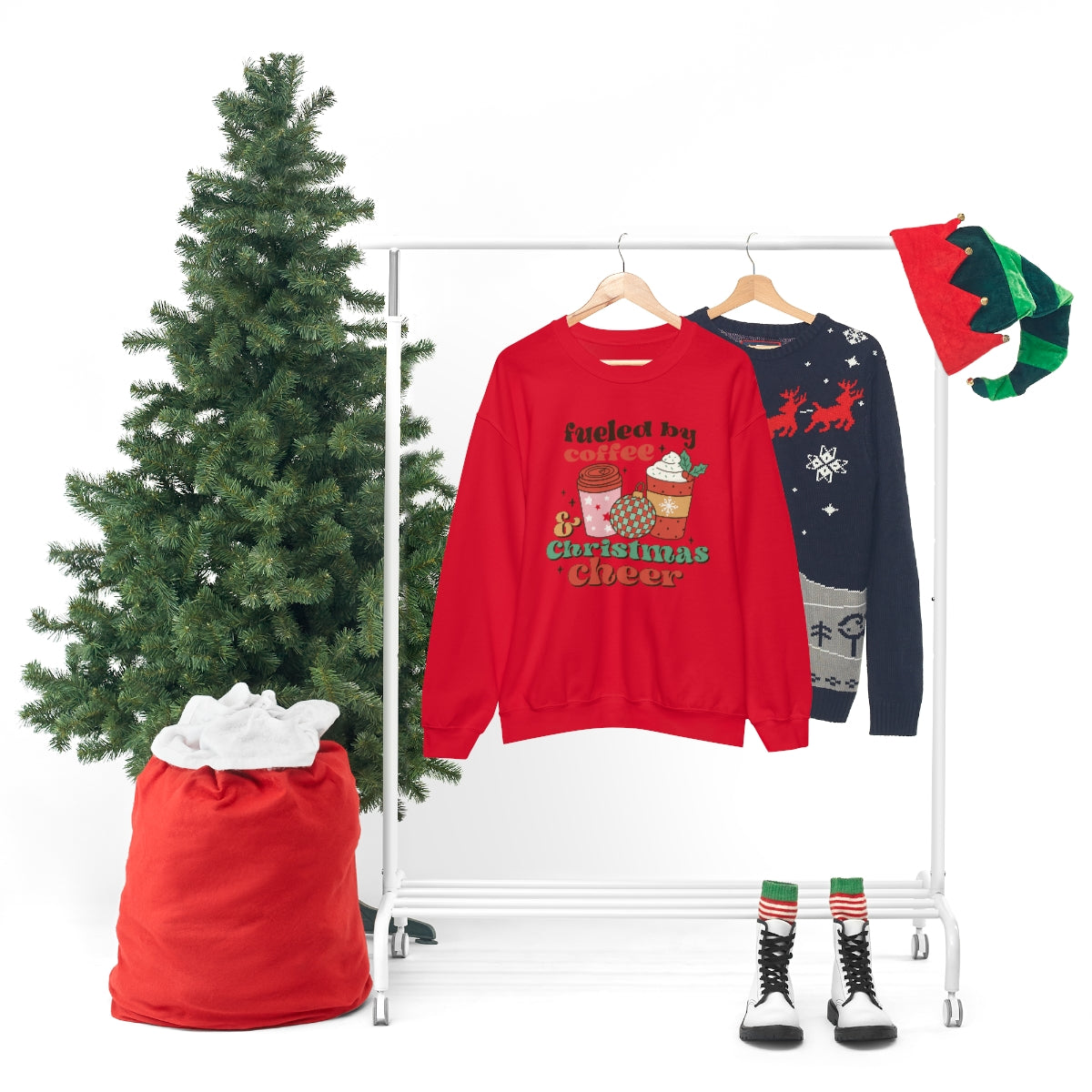 Fueled by Coffee and Christmas Cheer Xmas Holiday Sweatshirt