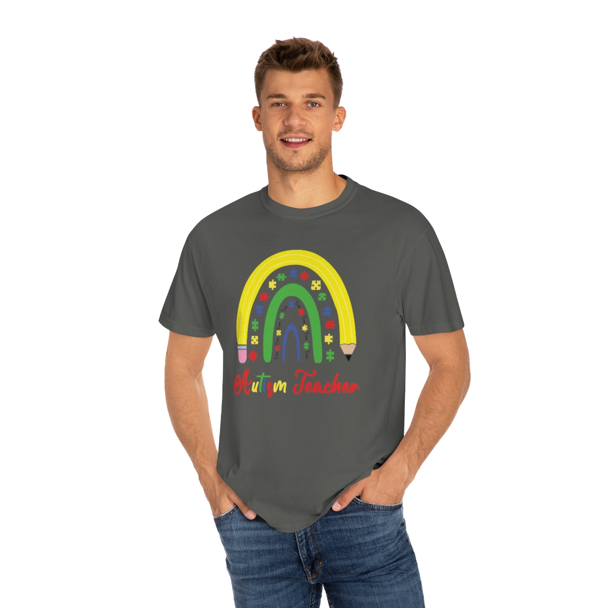 Cute Rainbow Pencil Teacher Autism Awareness Tshirt