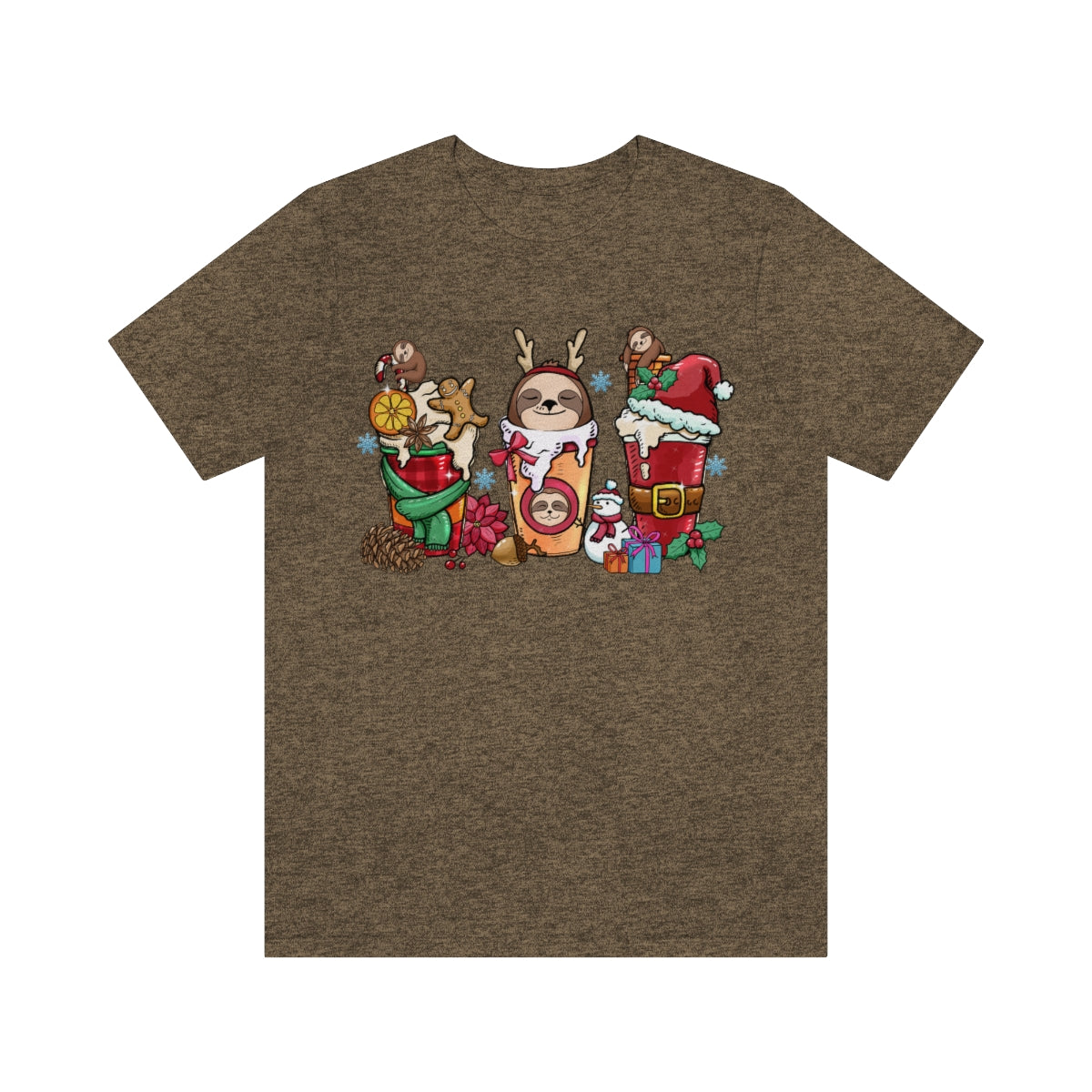 Cute Sloth Christmas Coffee Cup Xmas Tshirt