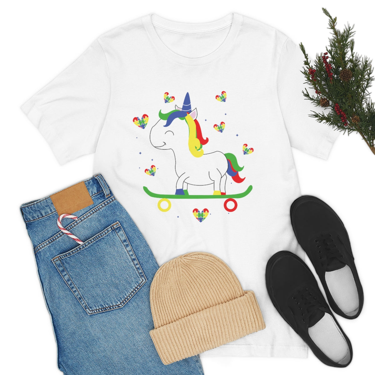 Cute Skateboarding Unicorn Autism Awareness Tshirt