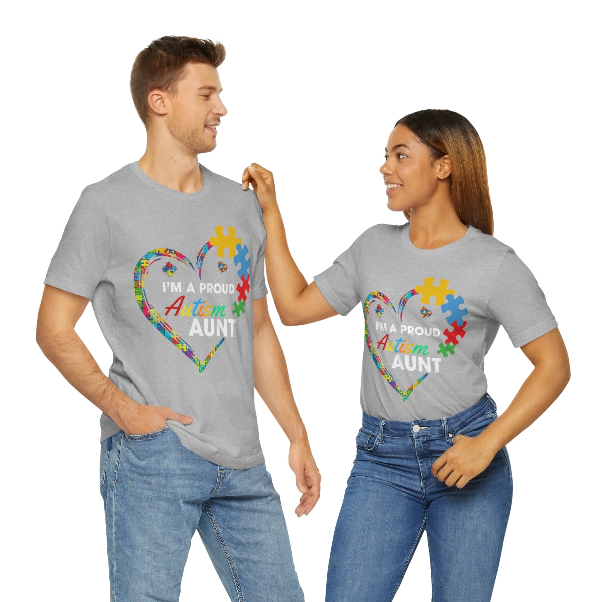 Proud Autism Aunt Heart Puzzle Pieces Tshirt