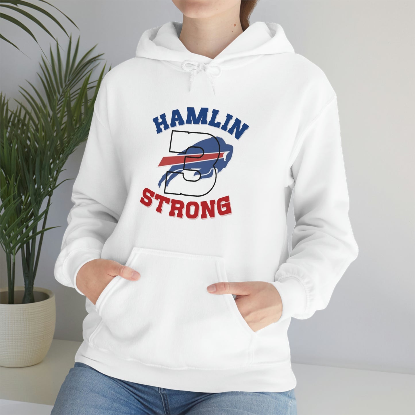 Hamlin Strong #3 Damar Hamlin Support Buffalo Bills Logo Hooded Sweatshirt