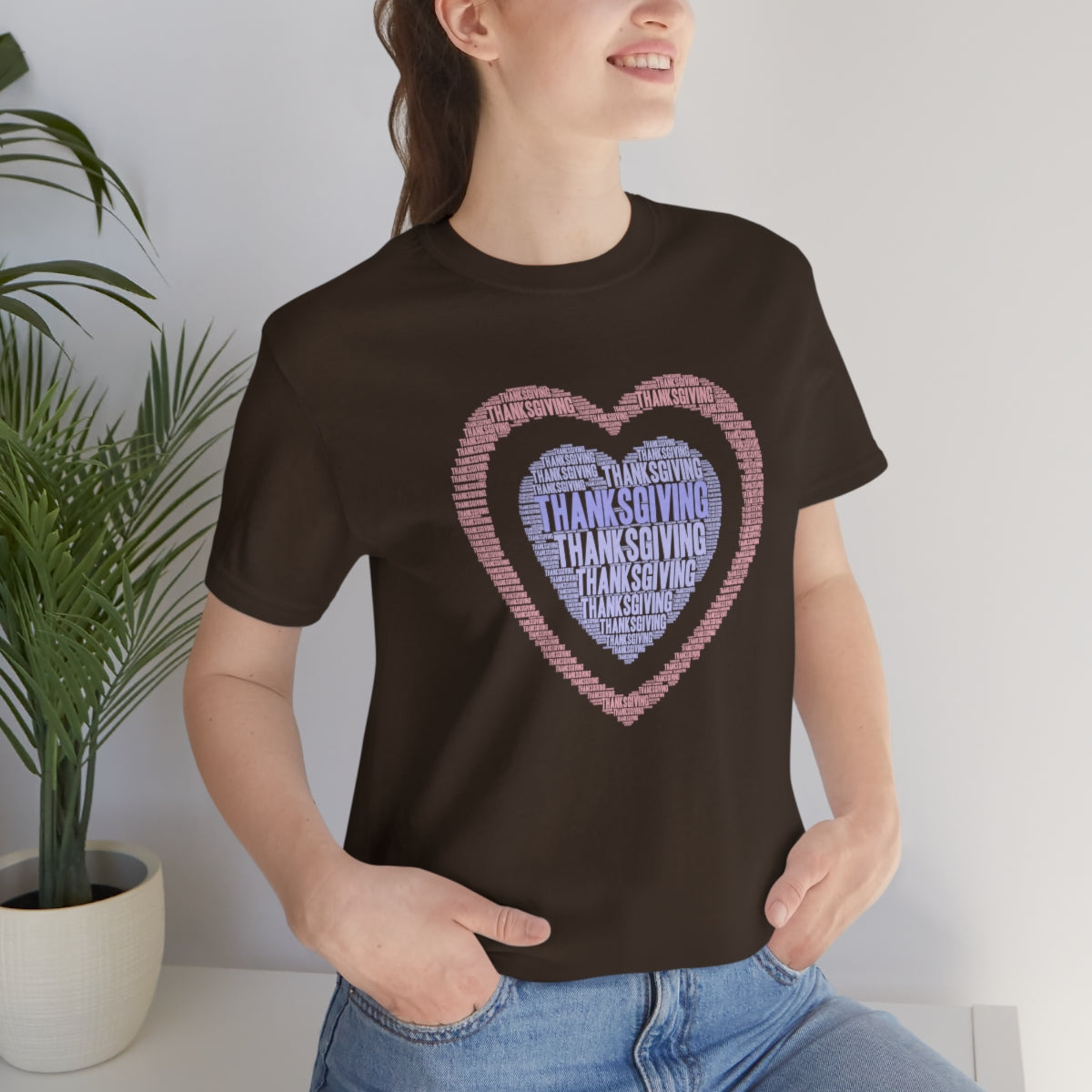 Cute Heart Thanksgiving Tshirt Design | Thanksgiving TShirt | Thanksgiving T-Shirt | Thanksgiving Teeshirt Design on Unisex Jersey Short Sleeve Tee