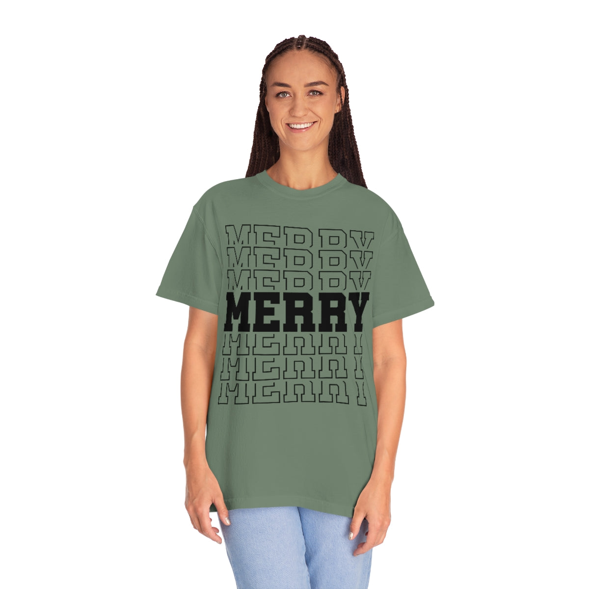 Merry Merry Merry Varsity Lettering Christmas Holiday Tshirt