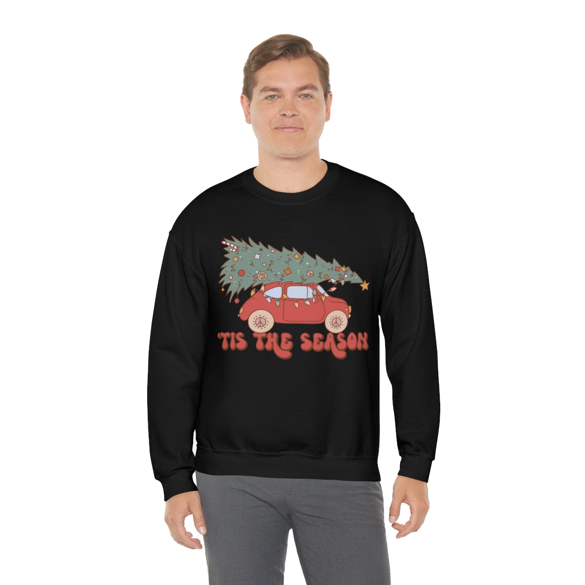 Tis the Season Groovy VW Bug Christmas Xmas Holiday Sweatshirt