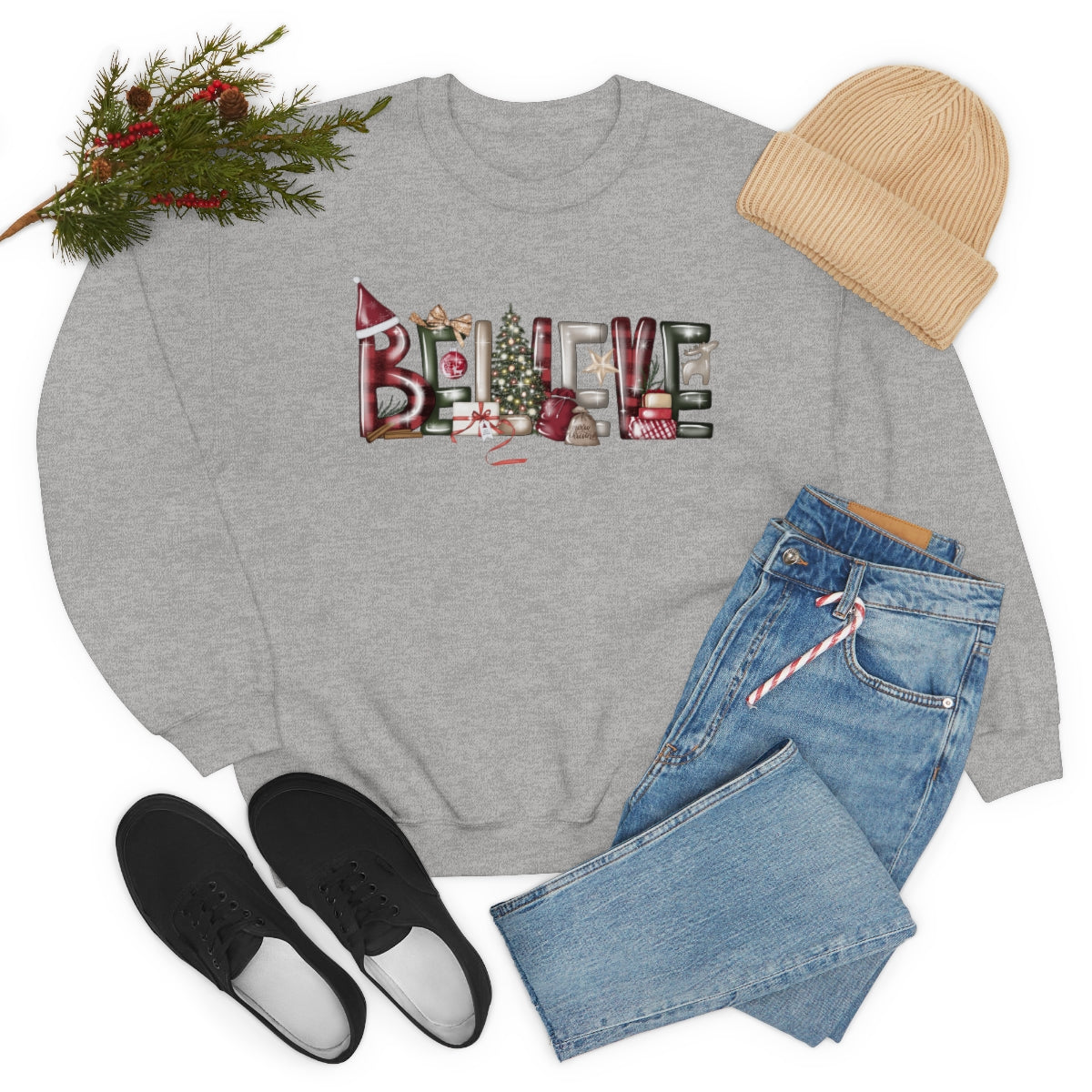 Believe Christmas Magic Xmas Holiday Sweatshirt