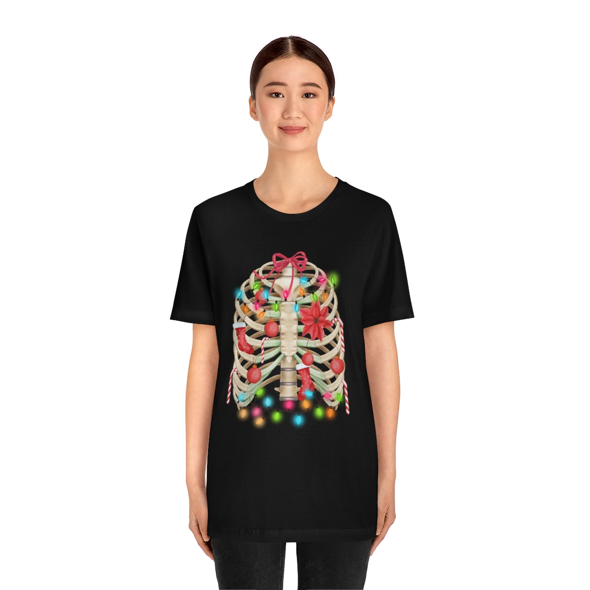 Skeleton Ribcage with Christmas Lights Tshirt