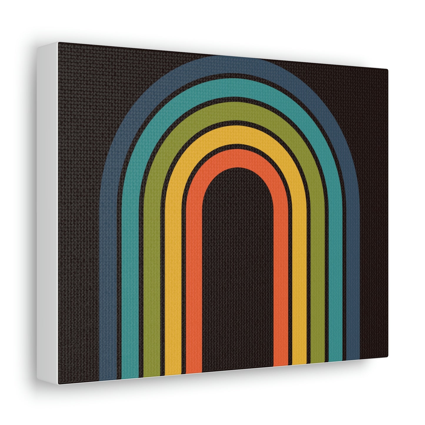 Black Green Orange Yellow Rainbow Retro 70's Inspired Gallery Wall Wrap Art Print