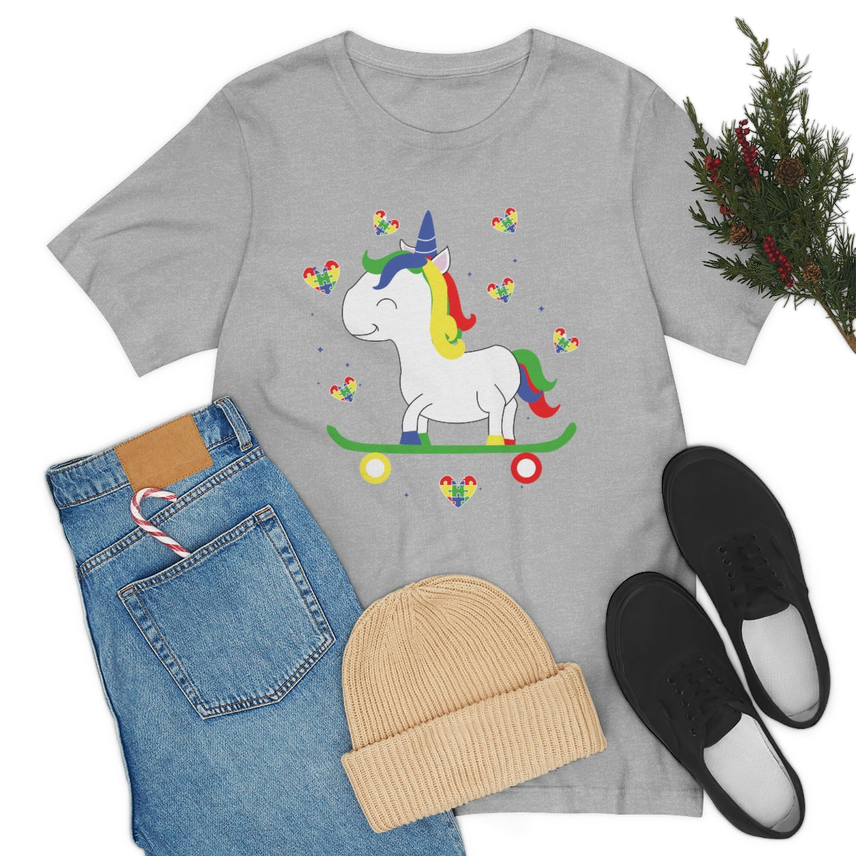 Cute Skateboarding Unicorn Autism Awareness Tshirt