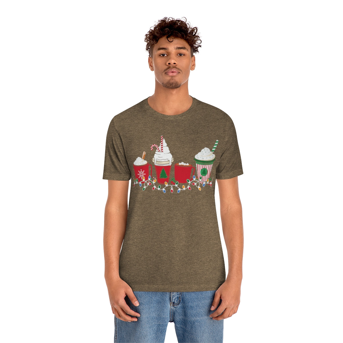 Starbucks Themed Peppermint Coffee Cups Christmas Holiday Tshirt