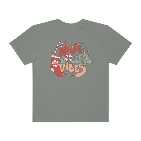 Holly Jolly Vibes Groovy Retro Style Christmas TeeShirt