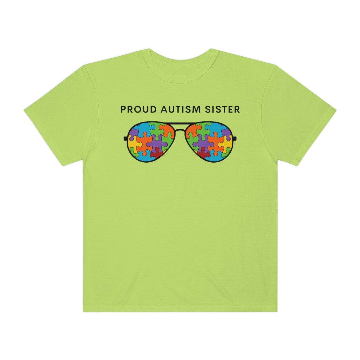 Proud Autism Sister Sunglasses Puzzle Pieces Autism Awareness Tshirt