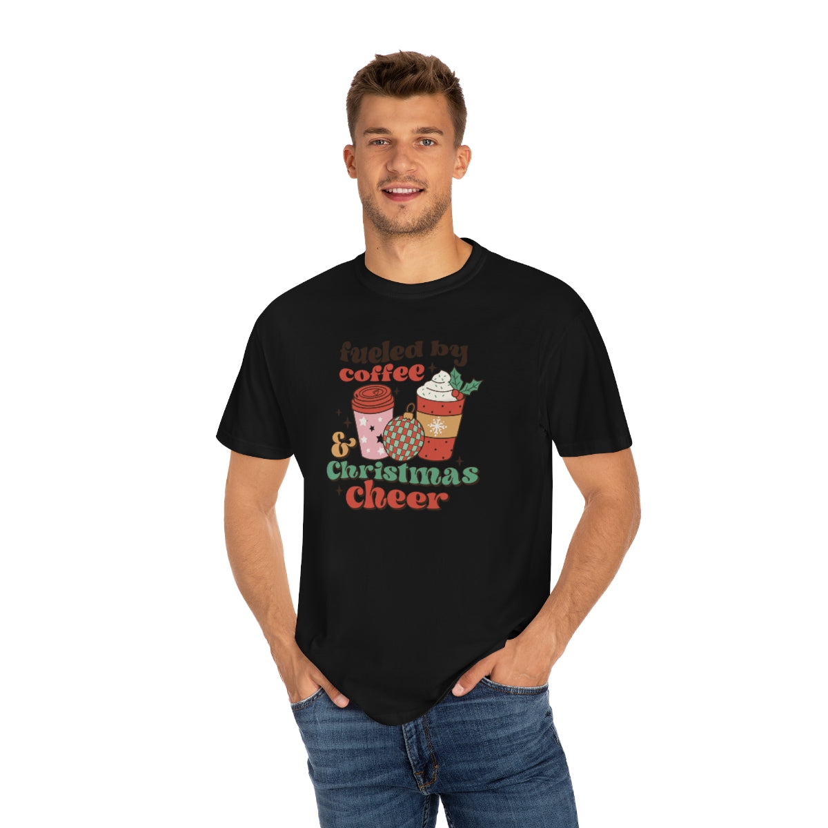 Fueled by Coffee and Christmas Cheer Retro Xmas TShirt