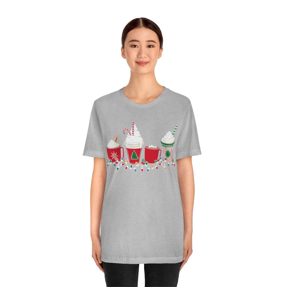 Starbucks Themed Peppermint Coffee Cups Christmas Holiday Tshirt