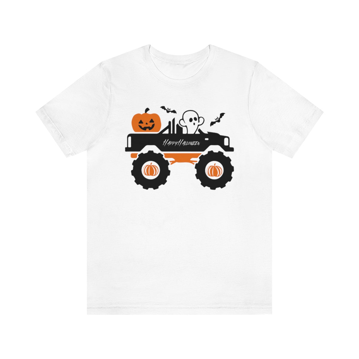 Big Rig Ghost Happy Halloween, Pumpkin Tshirt, Funny TShirt Design on Unisex Jersey Short Sleeve Tee