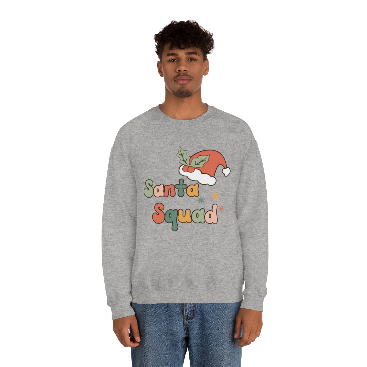 Santa Squad Groovy Retro Style Christmas Sweatshirt